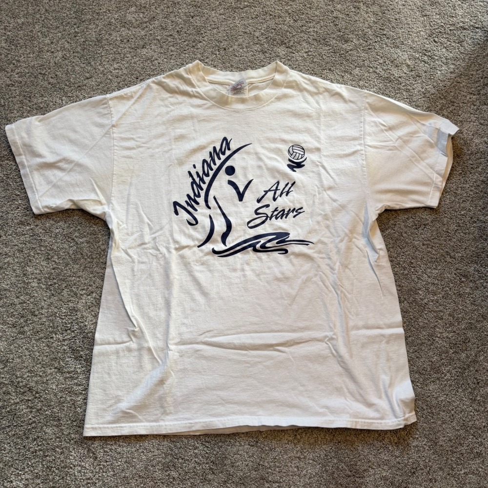 Vintage Hanes Heavyweight Indiana All Stars Volleyball T-Shirt Mens XL White